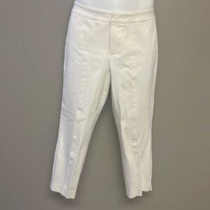 NYDJ Cream Ankle Pants with Front and Back Pleating